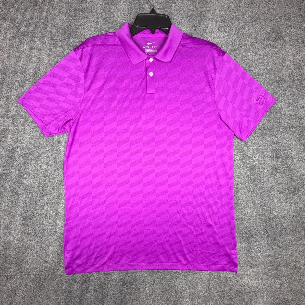 Nike Dri-FIT Mens Purple Geometric Chevron Golf Polo Shirt CI9780-551 Size M